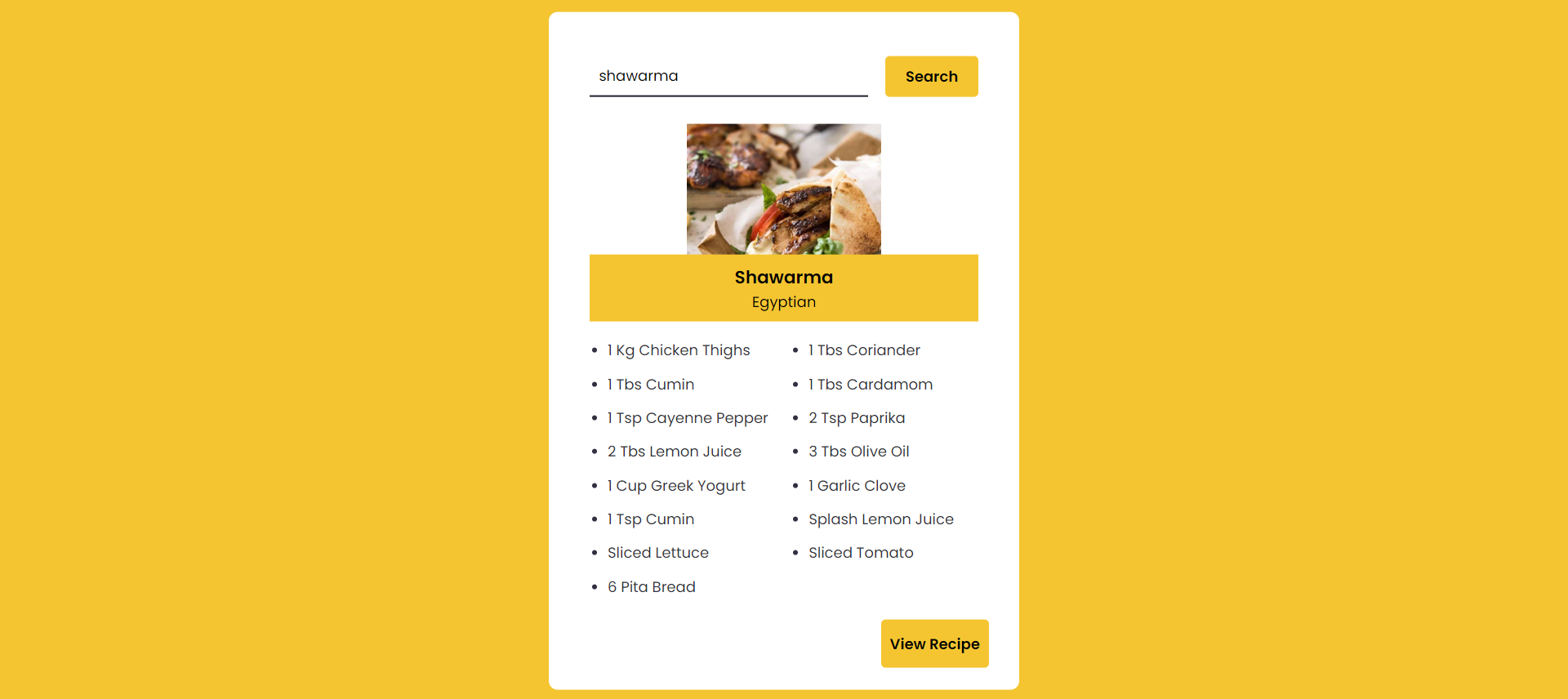 Recipe Web App Image 1
