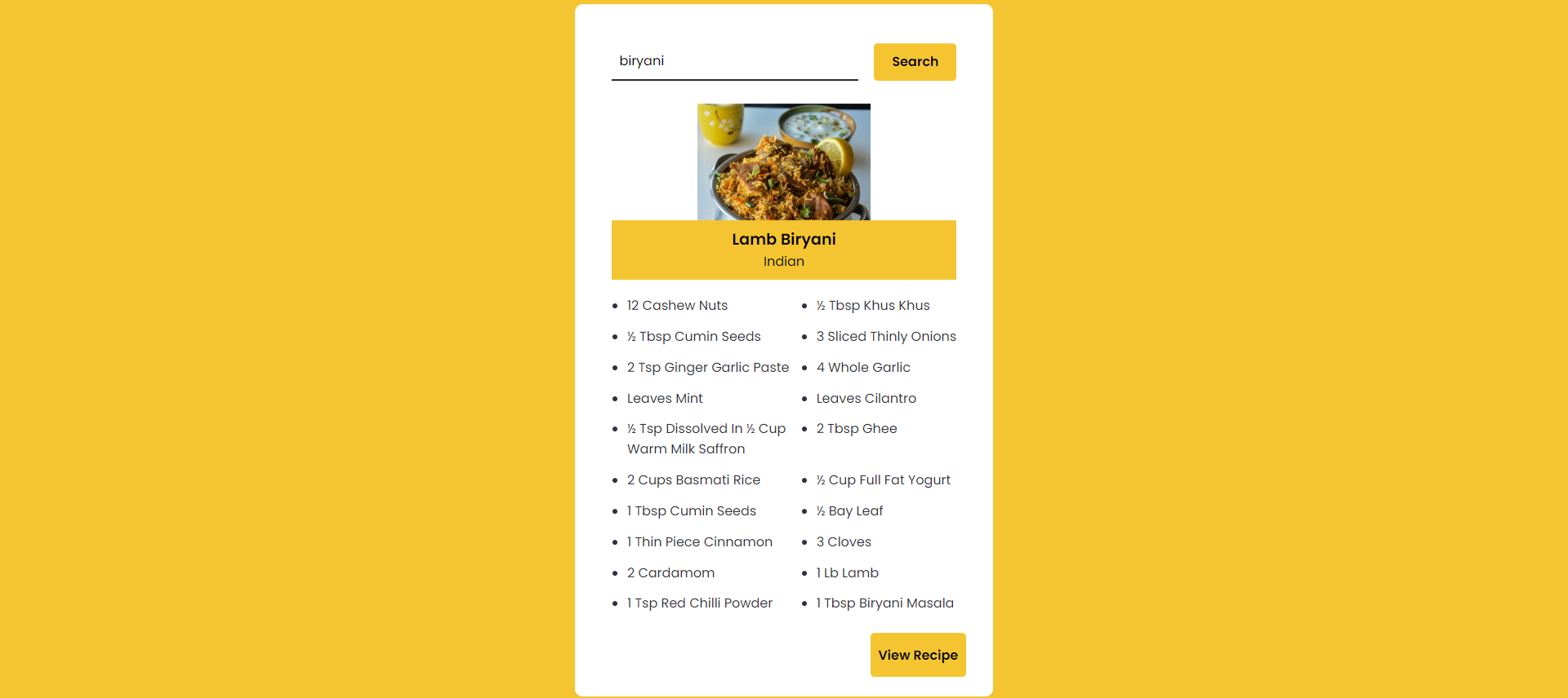 Recipe Web App Image 3