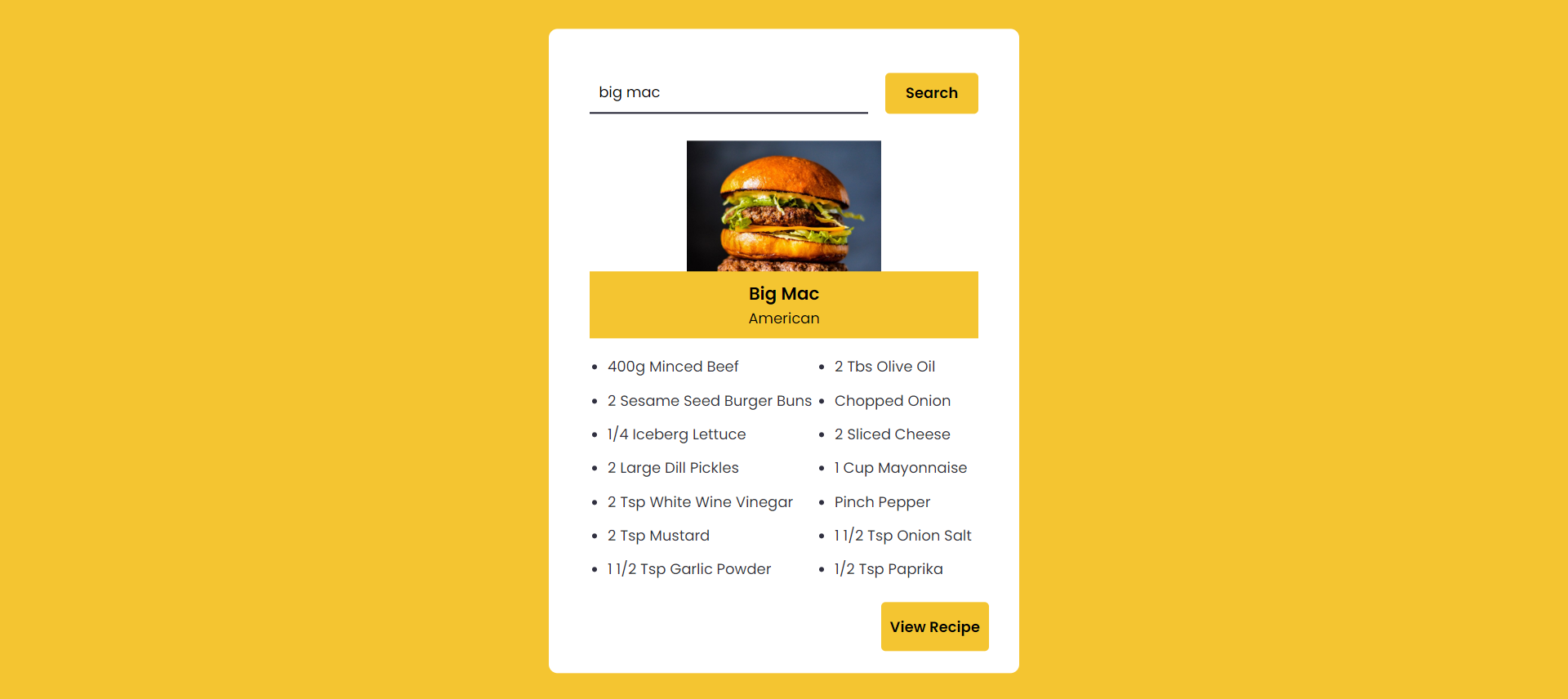 Recipe Web App Image 3